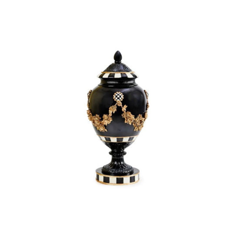 Haunted House Gold Floral Pedestal Urn