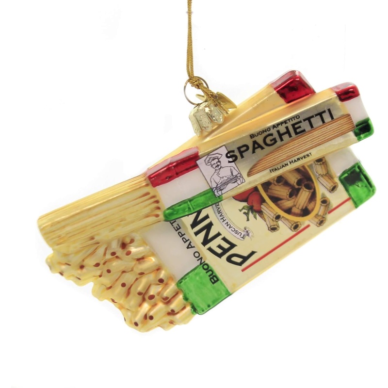 Kurt Adler Noble Gems Glass Ornament for Christmas Tree, Pasta Boxes
