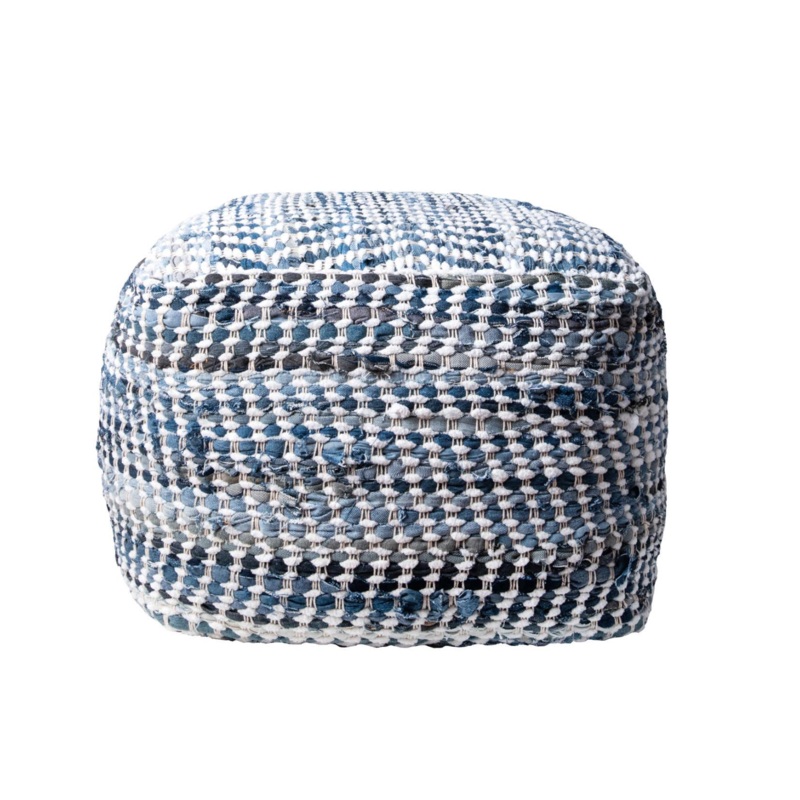 Seville Handmade Denim Textured Filled Ottoman Pouf