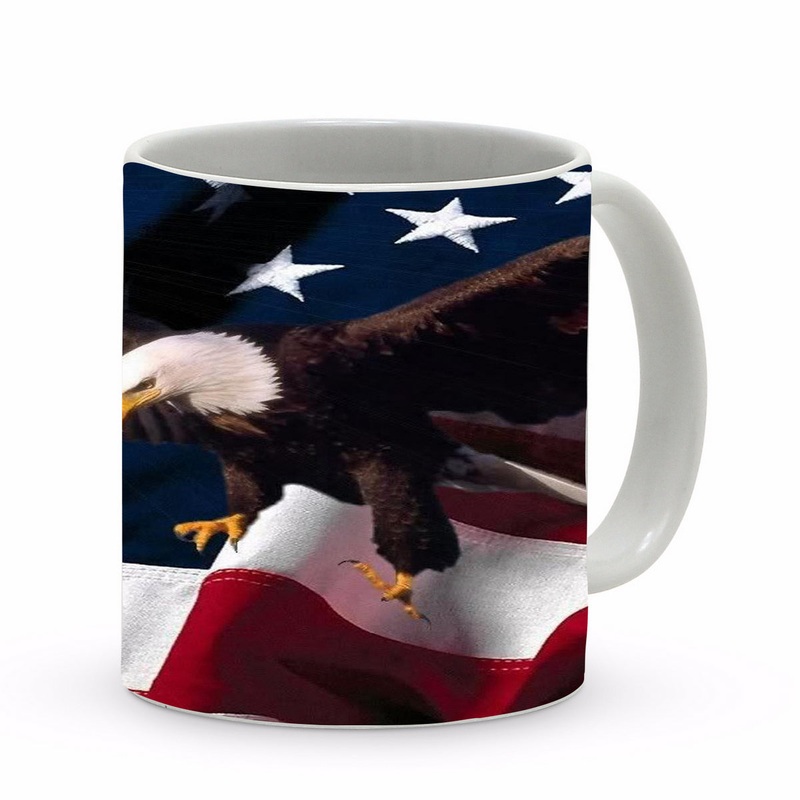 SUBLIMART: Patriotic Mug ‘Flying Eagle on Flag’ (Design 32)