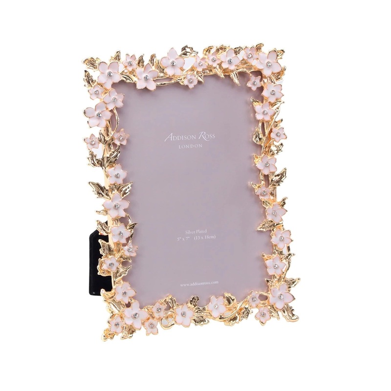Addison Ross White Enamel Gold Leaf & White Flower