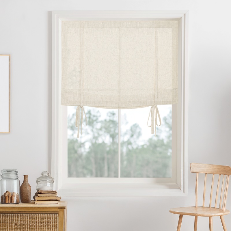 Bella Cotton No-Drill Roman Shades & Blinds | Tie
