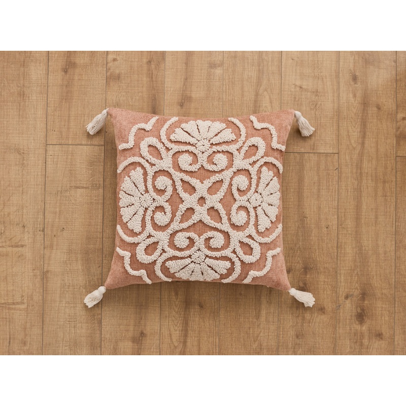 Blush Medallion Tufted Pillow