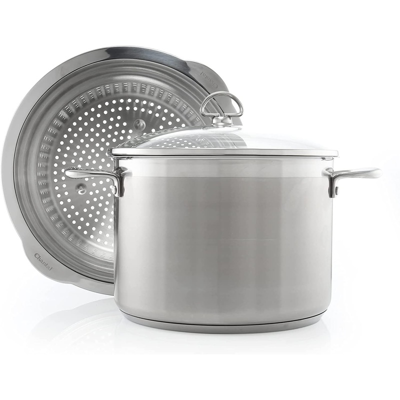 Chantal Induction 21 Steel 8 quart Stockpot with Pasta-Steamer Insert