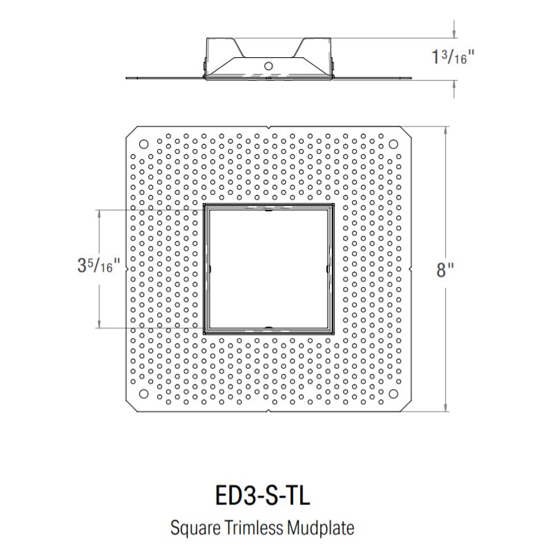 CSL ED3-S-TL Square Trimless Mud-In plate for 3″ Eco-Downlight