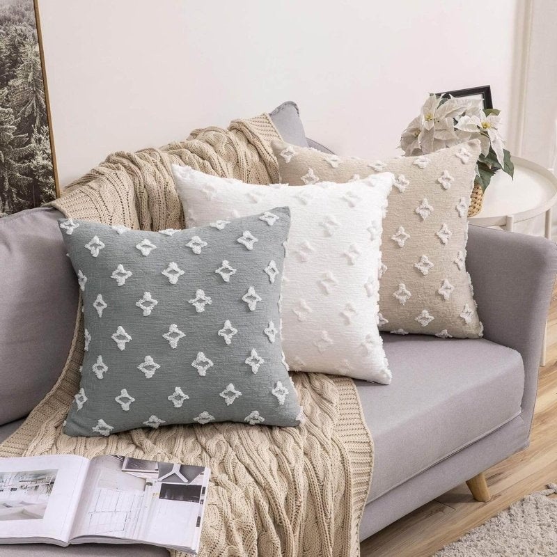 MIULEE Decorative Rhombic Jacquard Pillowcase Soft Square Pillow Covers (Pack of 2)