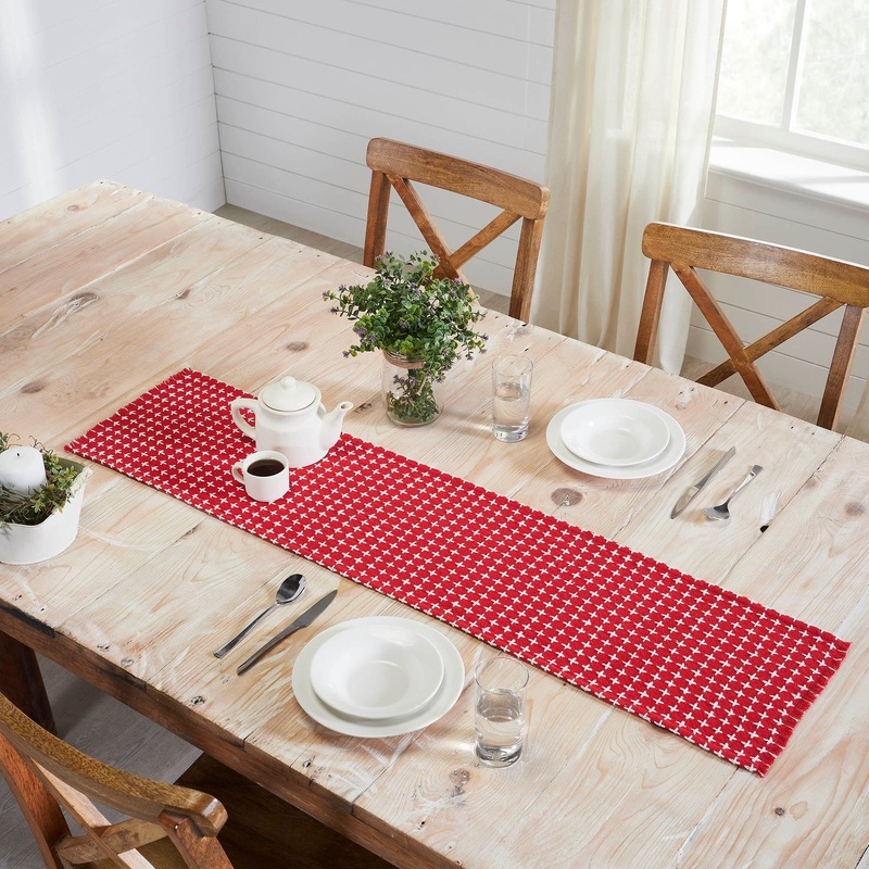 Gallen Red White Runner Fringed 12×48