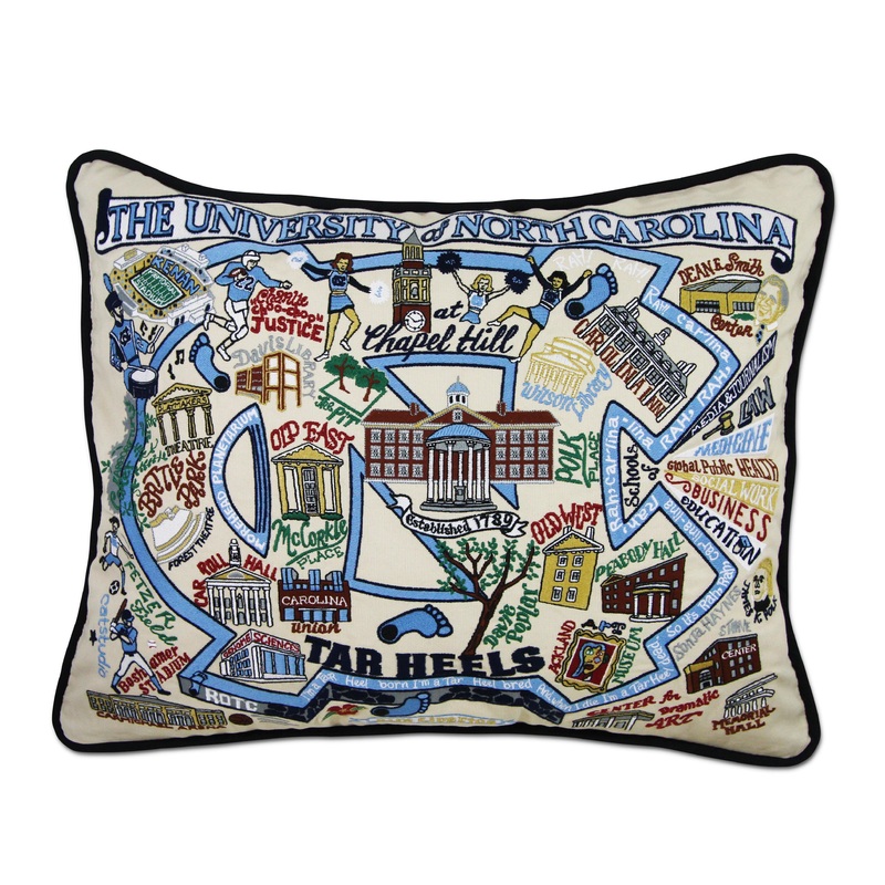 North Carolina, University of Collegiate Embroidered Pillow