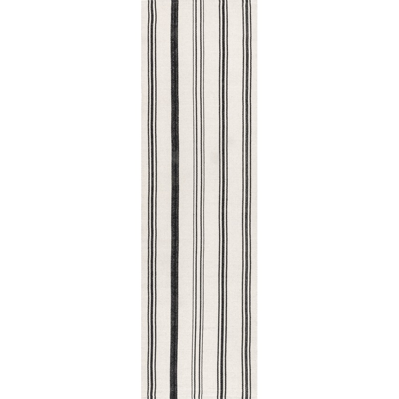 Yarrow Cotton Striped Rug | Ivory