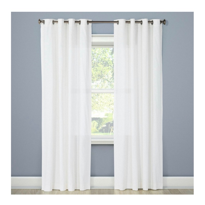 95×54 Natural Solid Light filtering Curtain Panel – White