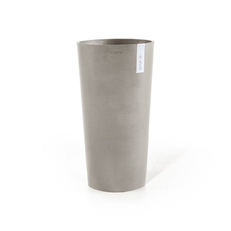 Ecopots Amsterdam Mid High Durable Modern Round Indoor/Outdoor Recycled-Based Composite Flower Pot Planter