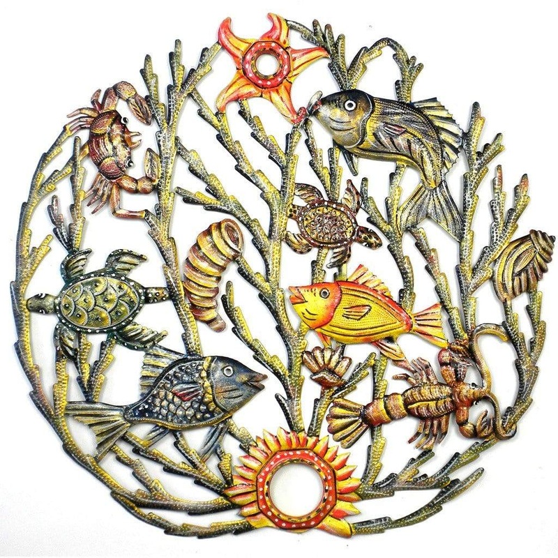 Painted Sea life Metal Wall Art – Croix des Bouquets