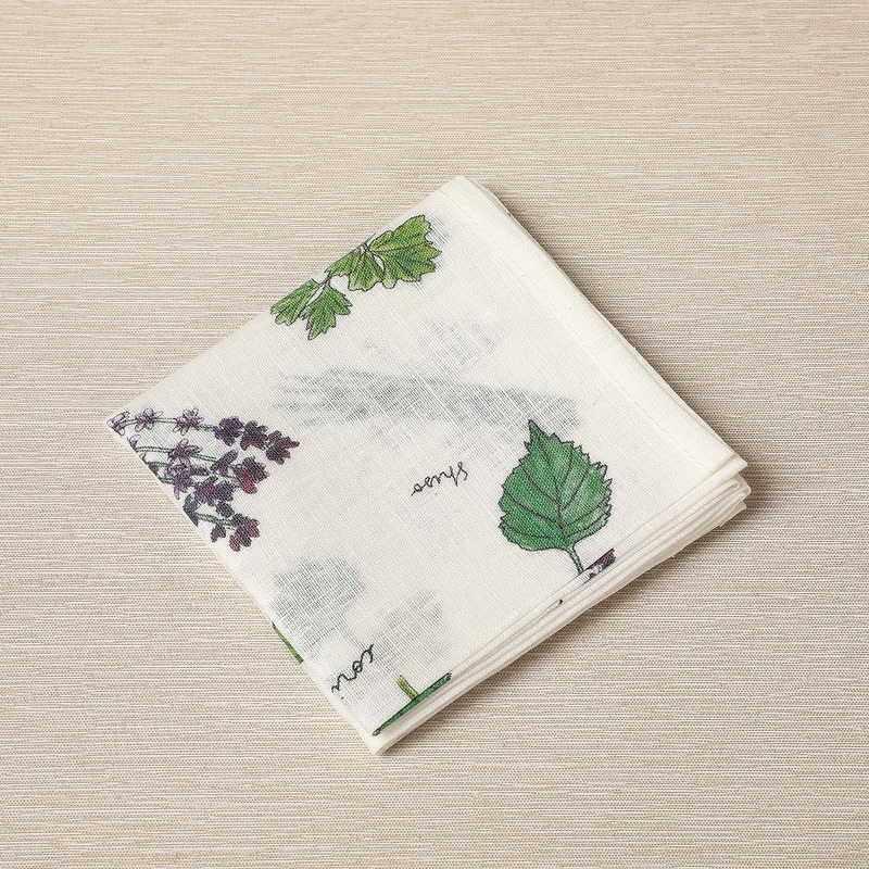 Herbs motif linen  handkerchief