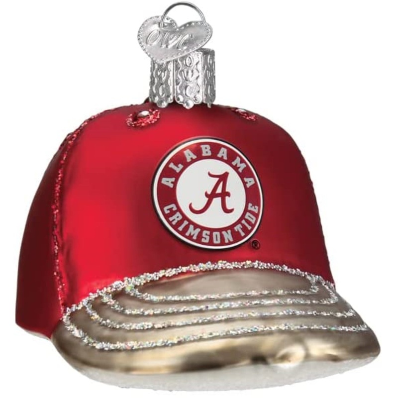 Old World Christmas Blown Glass Ornament for Christmas Tree, Alabama Baseball Cap