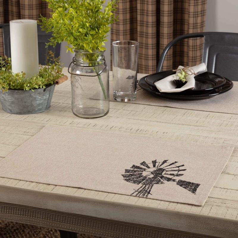 Sawyer Mill Charcoal Windmill Placemat Set of 6 12×18