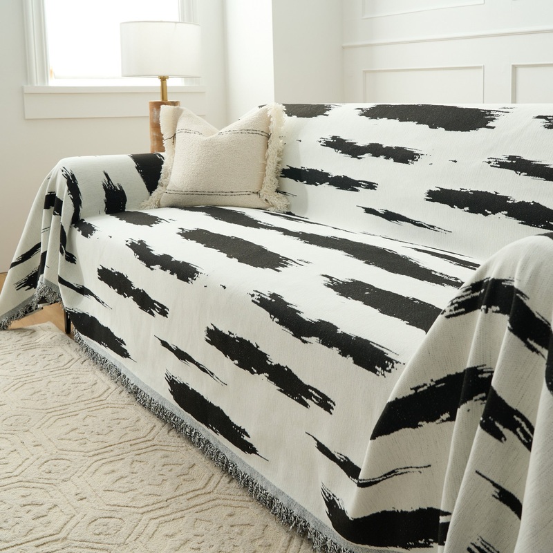 Striped Serenity Harmony Monochrome Chic Sofa / Couch Cover