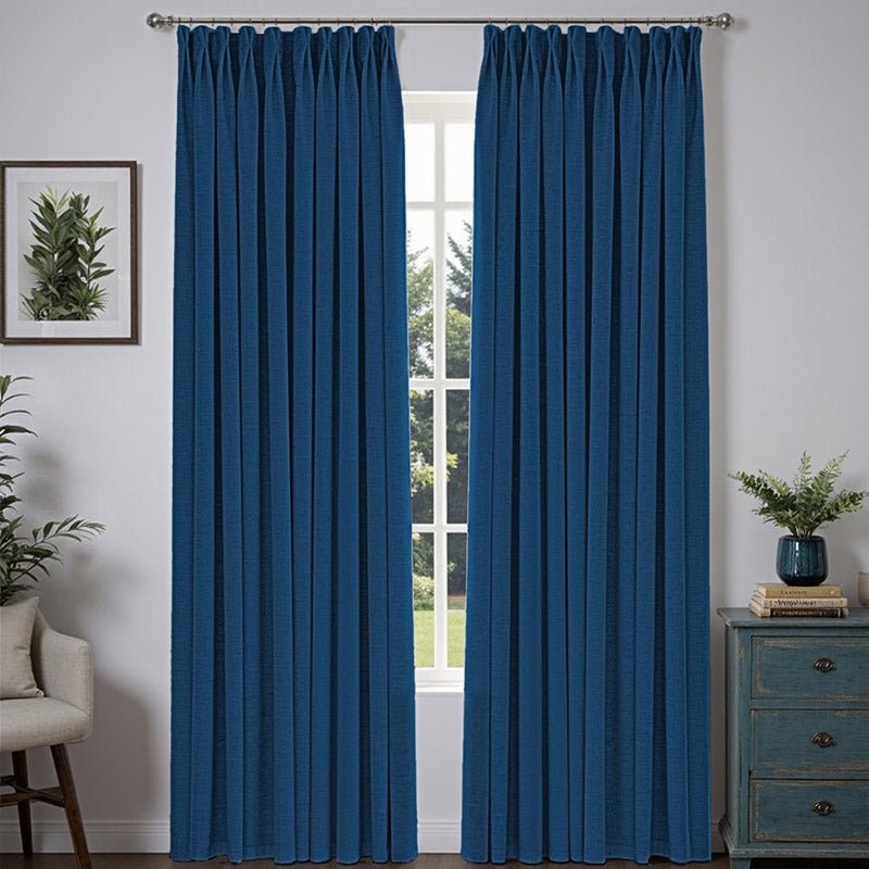 “Bold” Custom Heavyweight Linen Drape Pleated – Navy Blue