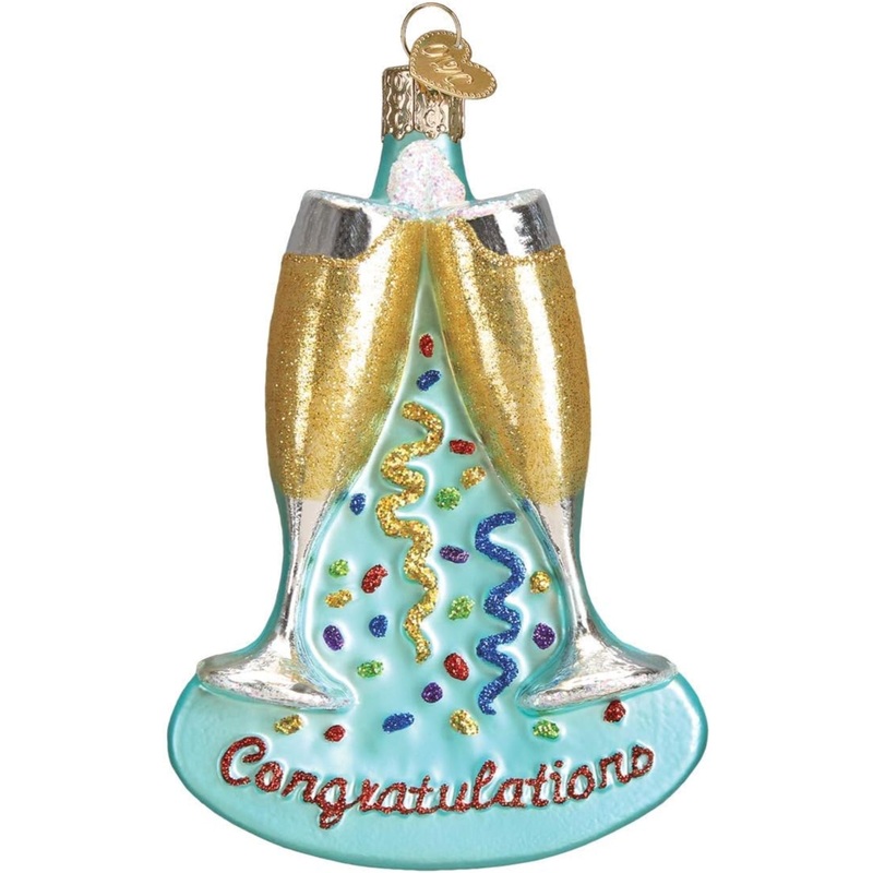 Old World Christmas Blown Glass Ornament for Christmas Tree, Champagne Toast (with OWC Gift Box)