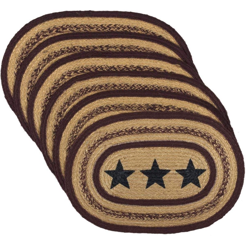 Potomac Jute Placemat Stencil Stars Set of 6 12×18