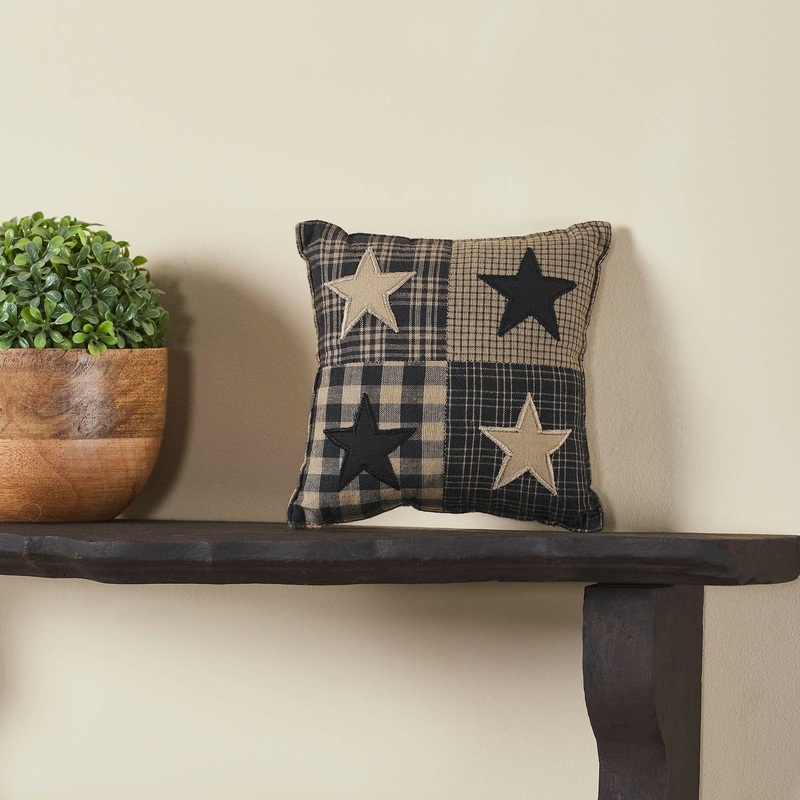 Black Check Star Pillow 6×6