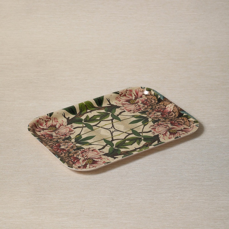 Peonies pattern rectangle tray