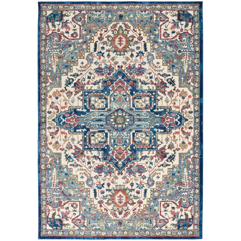 Nourison Ankara Global 4′ x 6′ Ivory Navy Bohemian Indoor Rug