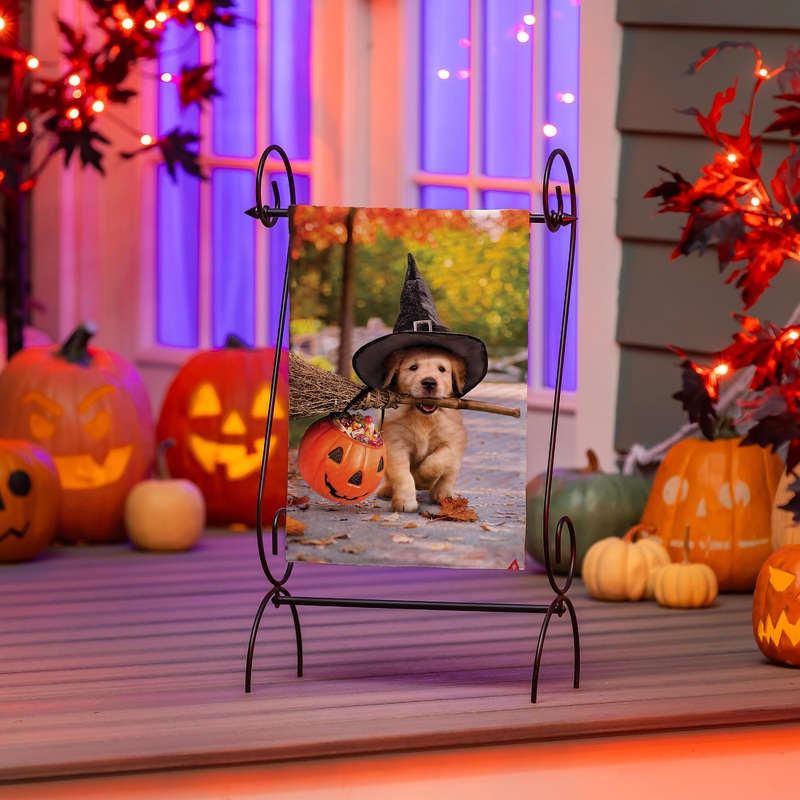 Goldens With Broom Suede Garden Flag