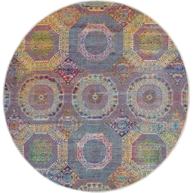 Nourison Ankara Global 4′ x Round Multicolor Bohemian Indoor Rug