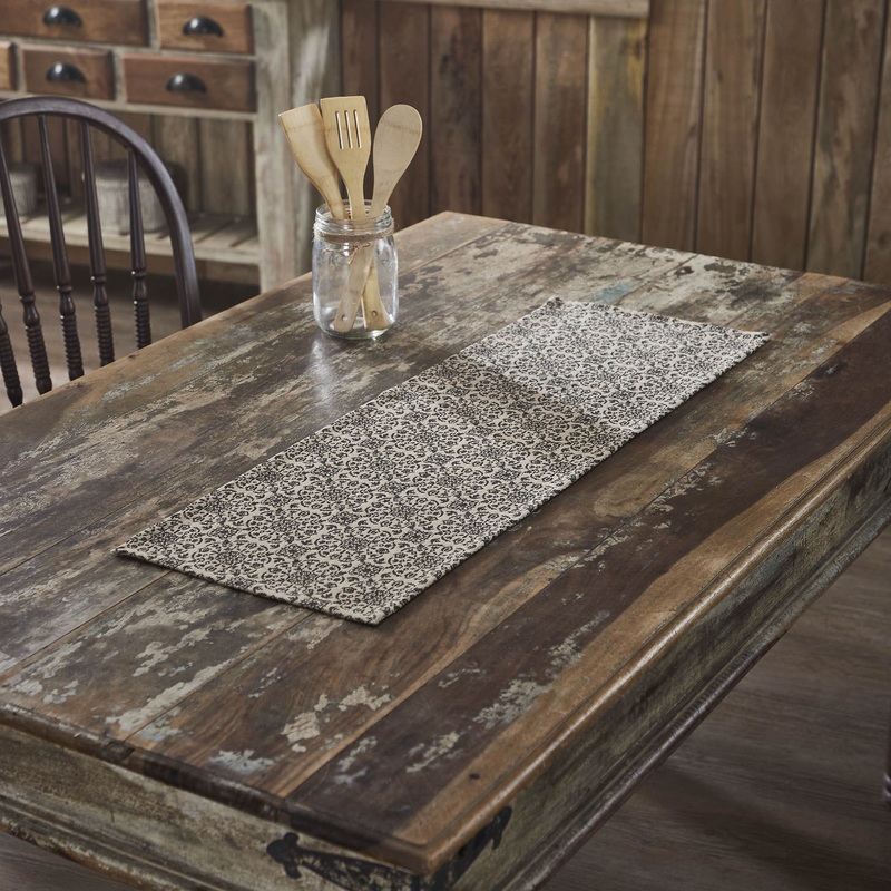 Custom House Black Tan Jacquard Runner 12×36