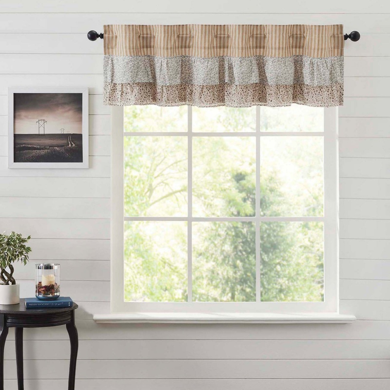 Kaila Ticking Gold Ruffled Valance 16×60