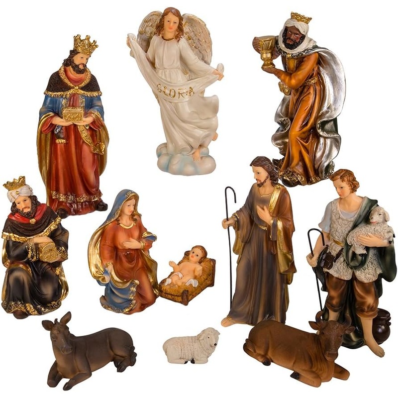 Kurt Adler Poly Resin Christmas Nativity Scene Table Piece Set, 11 Pieces