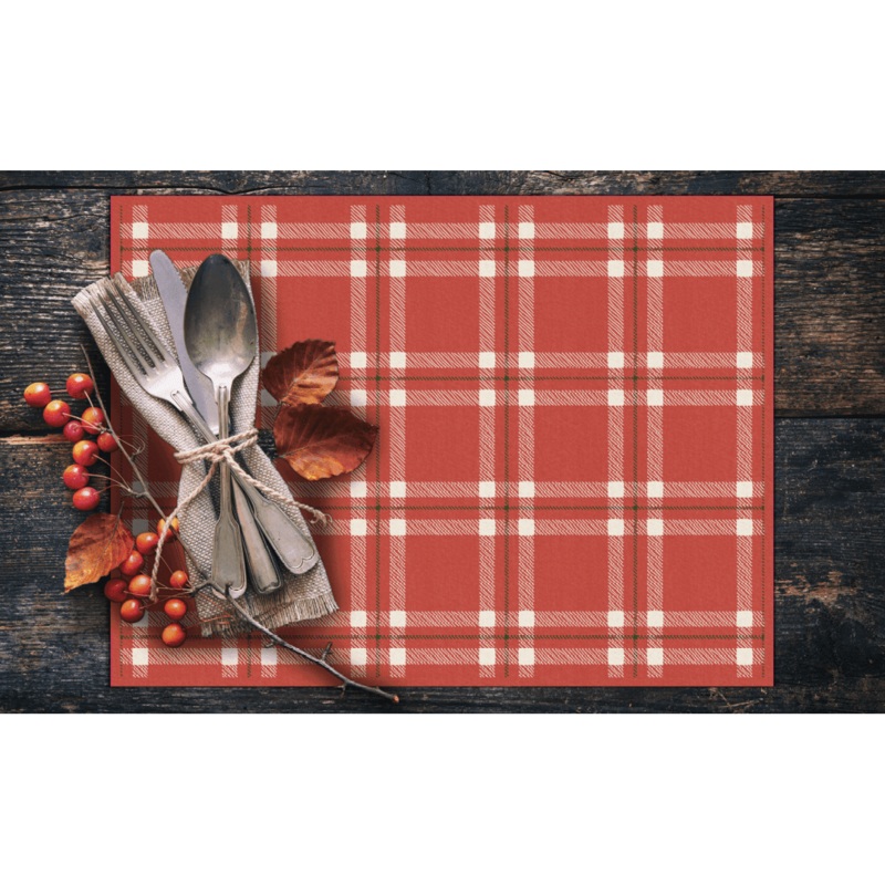 Noelle Placemat | Red – Premium Vinyl Mat)