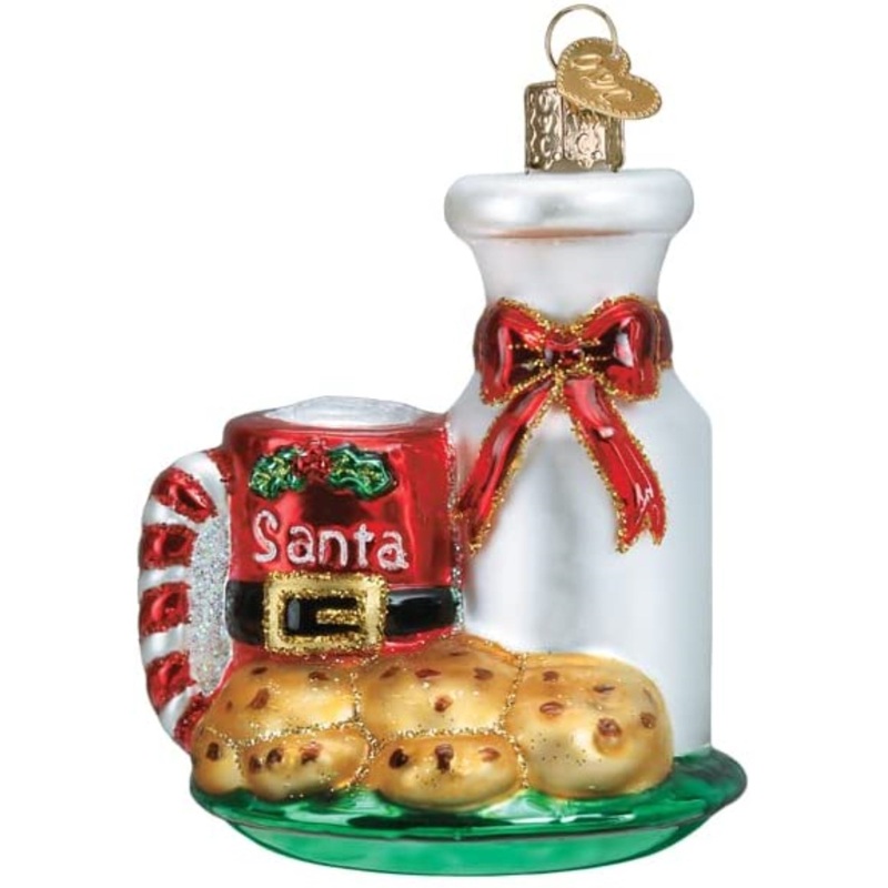 Old World Christmas Blown Glass Christmas Ornament, Santa’s Milk and Cookies