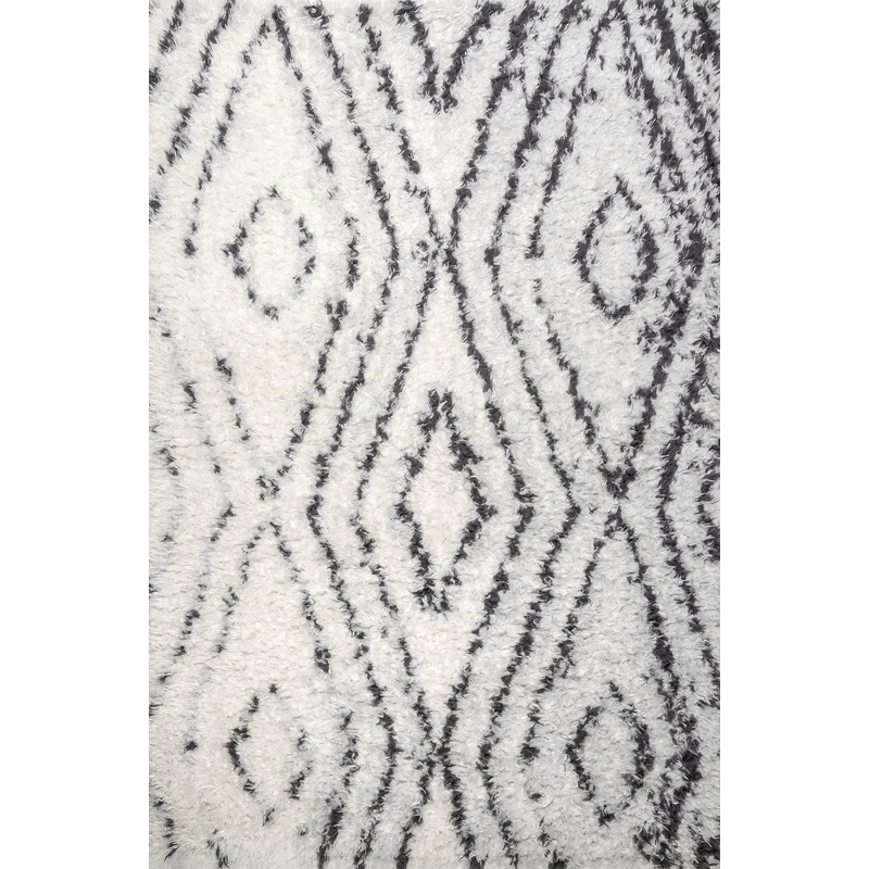 Scrolling Diamond Shag Rug | Beige