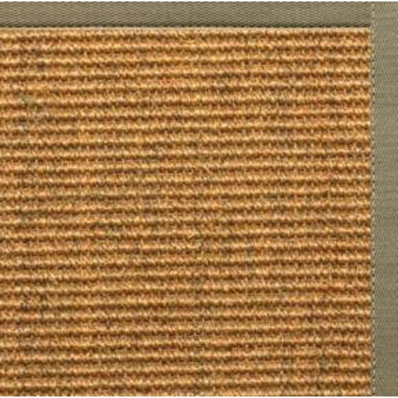 Cognac Sisal Rug with Basil Green Cotton Border