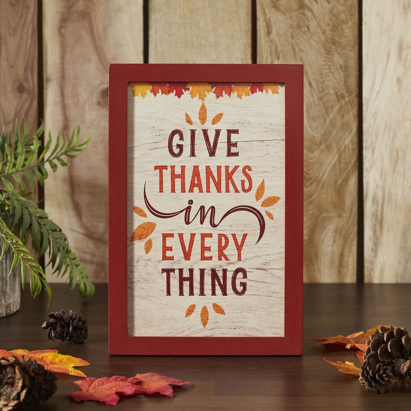 Give Thanks In Everything Fall Leaves Wall Sign 12×8