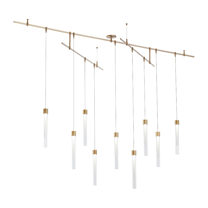 Visual Comfort 700LNG9 Mini Linger 9-lt 96″ LED Chandelier with Remote Canopy
