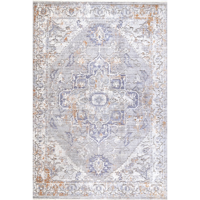 Cardinal Medallion Fringe Rug | Grey