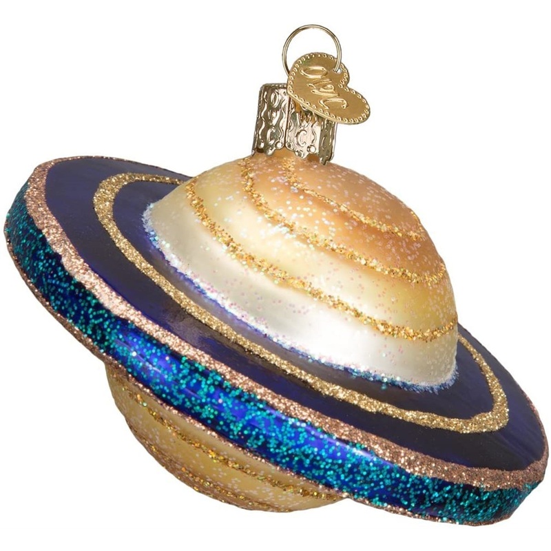 Old World Christmas Glass Blown Ornament Saturn, 3.25″