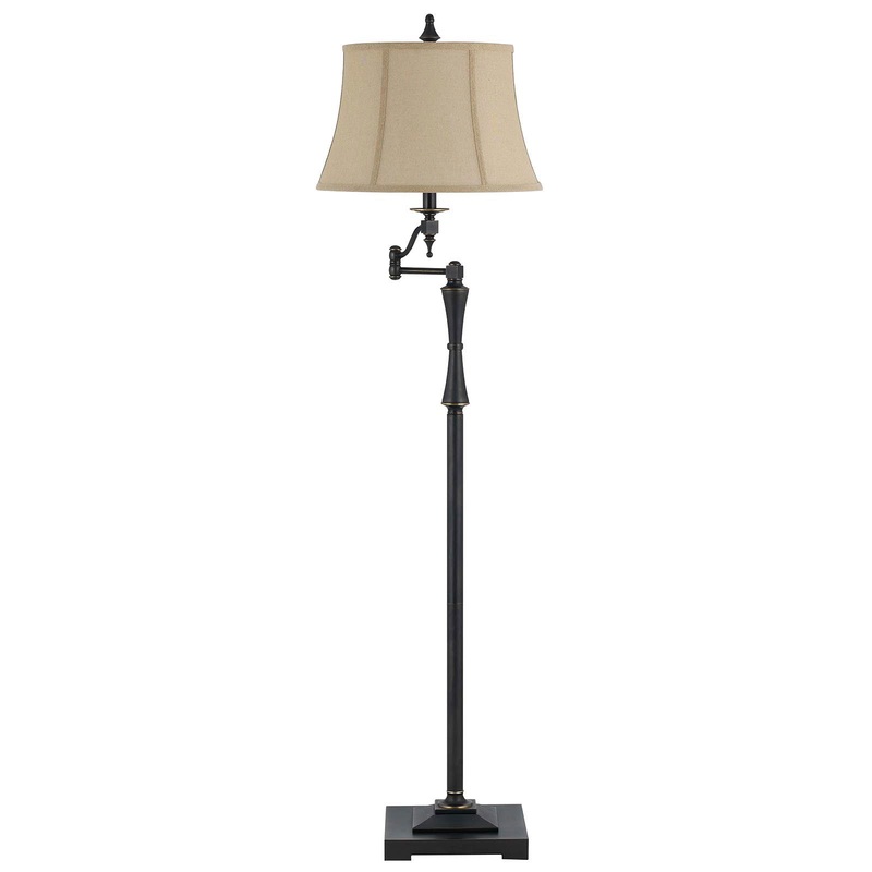 Swing Arm Floor Lamp With Brown Square Shade