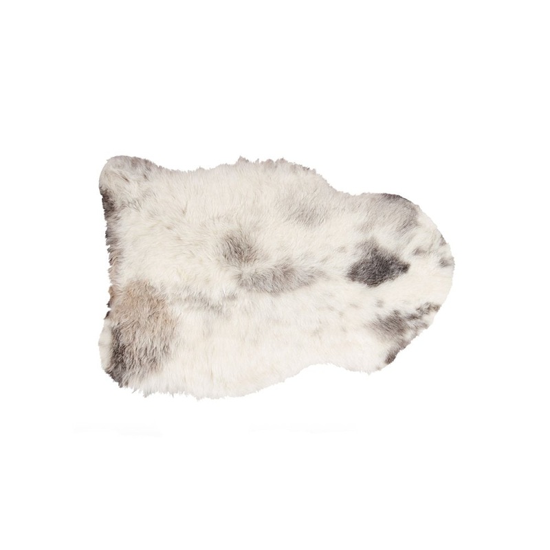 **Spotted Sheepskin Shag Rug  Ivory Black Gray, 2×3**
