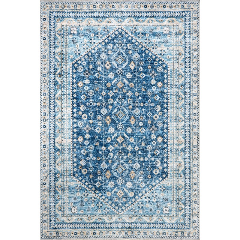 Sunsari Geometric Washable Rug | Blue