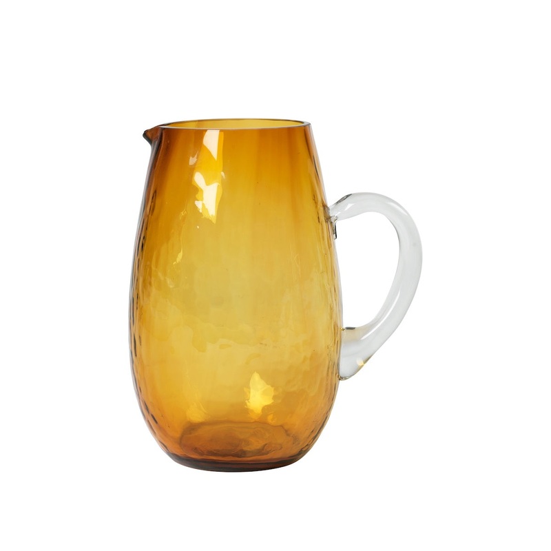 Broste Copenhagen Hammered Glass Jug Amber