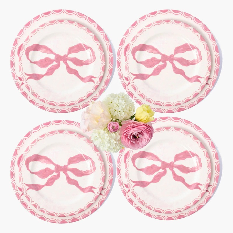 Marilyn Pink Bow Dinner & Starter Plates (Set of 8)