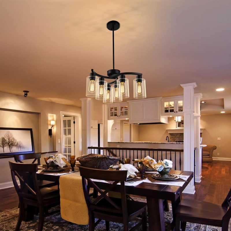 6-Light Modern Farmhouse Black Chandelier