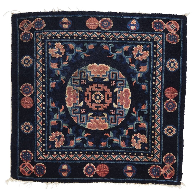 ANTIQUE CHINESE PAO TAO SEAT BLANKET 2’1″ x 2’2″