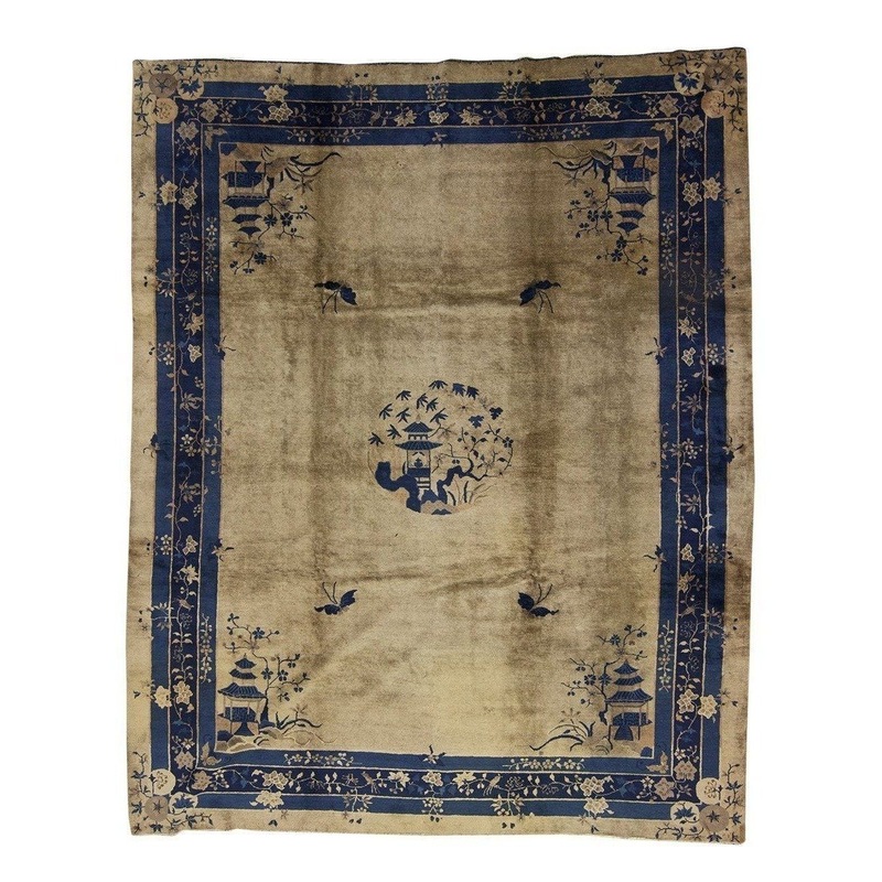 ANTIQUE CHINESE PEKING BEIGE 9′ 1 1/2″ X 11′ 3 1/2″