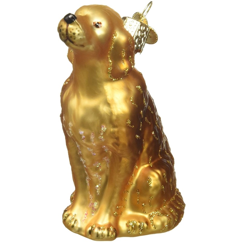 Old World Christmas Glass Blown Sitting Golden Ornament