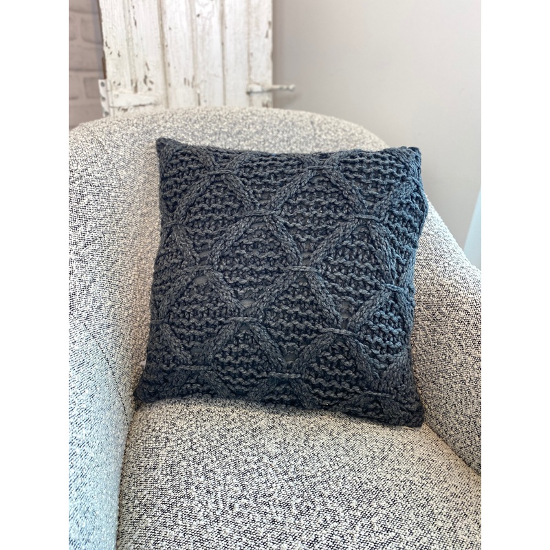 Woven Cotton Cable Knit Pillow