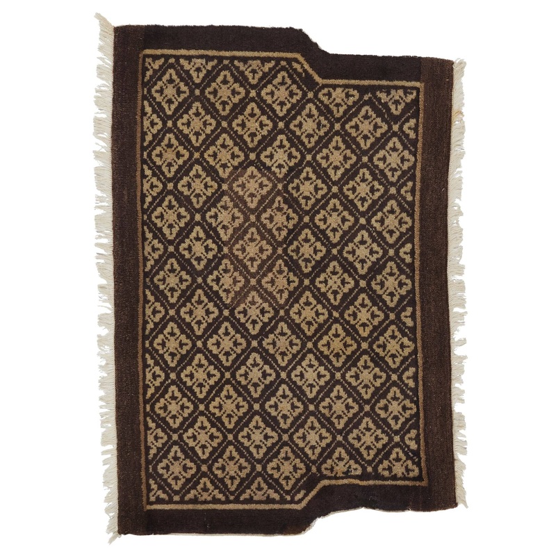 ANTIQUE CHINESE PAO TOU BEIGE BROWN 2′ 1″ x 4′